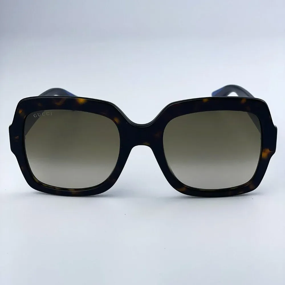 NEW Gucci GG0036SN 004 Havana Blue Brown Gradient Square Women Sunglasses